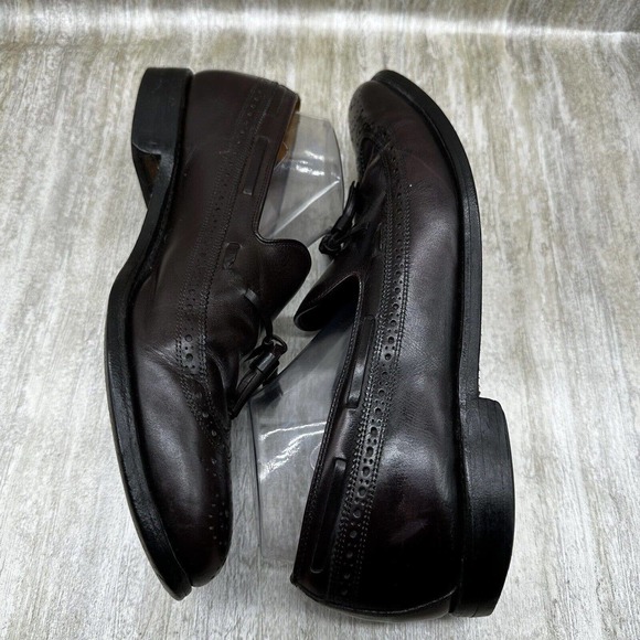 Allen Edmonds Manchester Mens 11B Merlot Burnished Wingtip Tassel Loafers Shoes - Picture 7 of 12